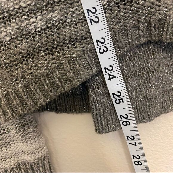 Hollister Gray Metallic Stripe V Neck Sweater lightweight open knit Y2K S - Picture 5 of 10